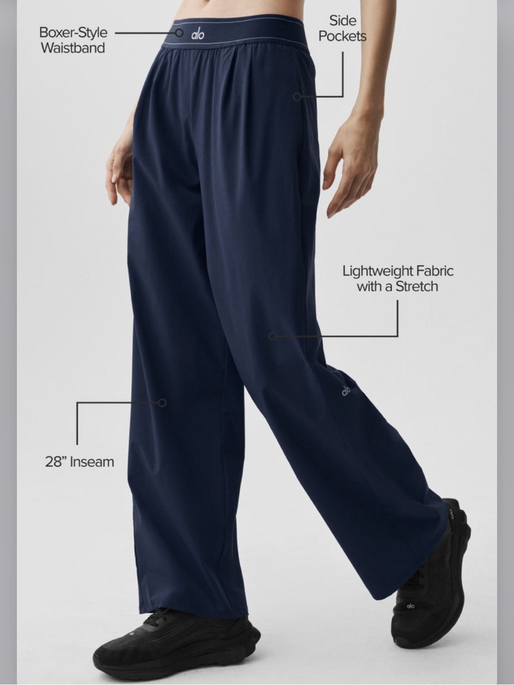 ALO Yoga Suit Up Trouser cool-girl silhouette Lightweight Navy XXS - Picture 7 of 8